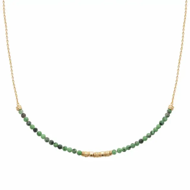Oriana France collier rubis zoïsite anneaux plaqué or bohème