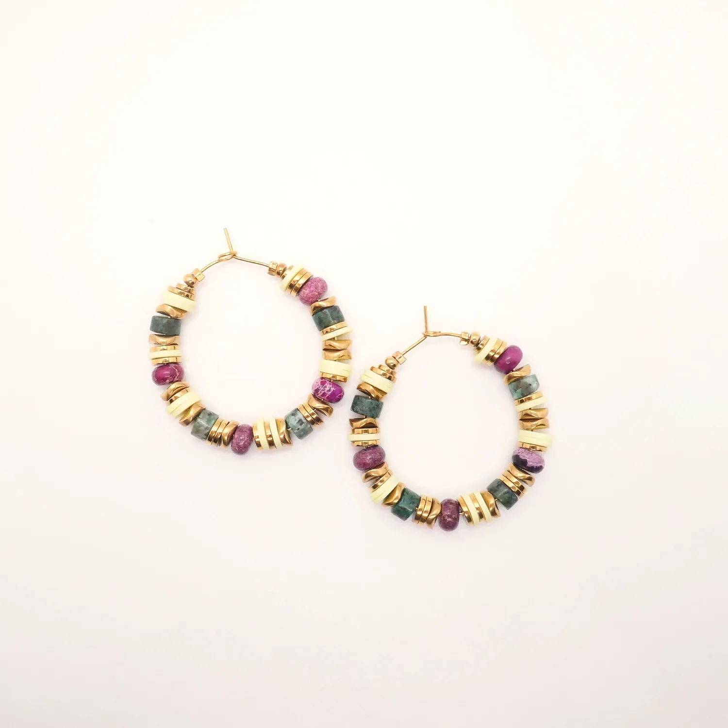 Cloralys Jane boucles d’oreilles créoles 3,5 cm turquoise
