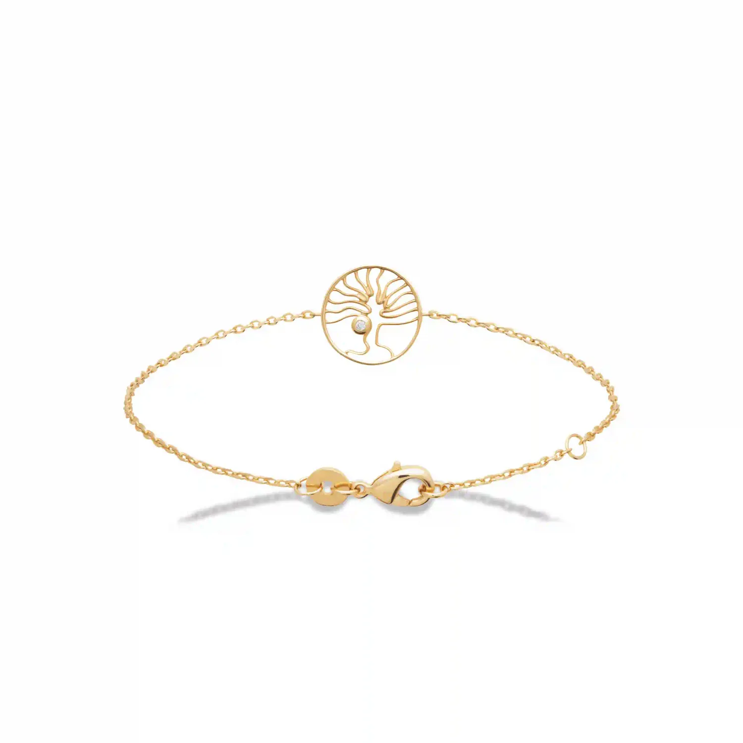 Oriana France arbre de vie bracelet plaqué or perle