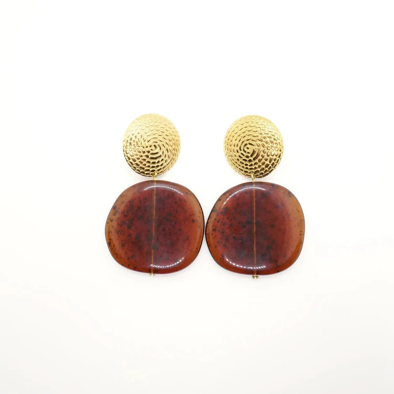 Cloralys Judith boucles d'oreilles palet marbré marron