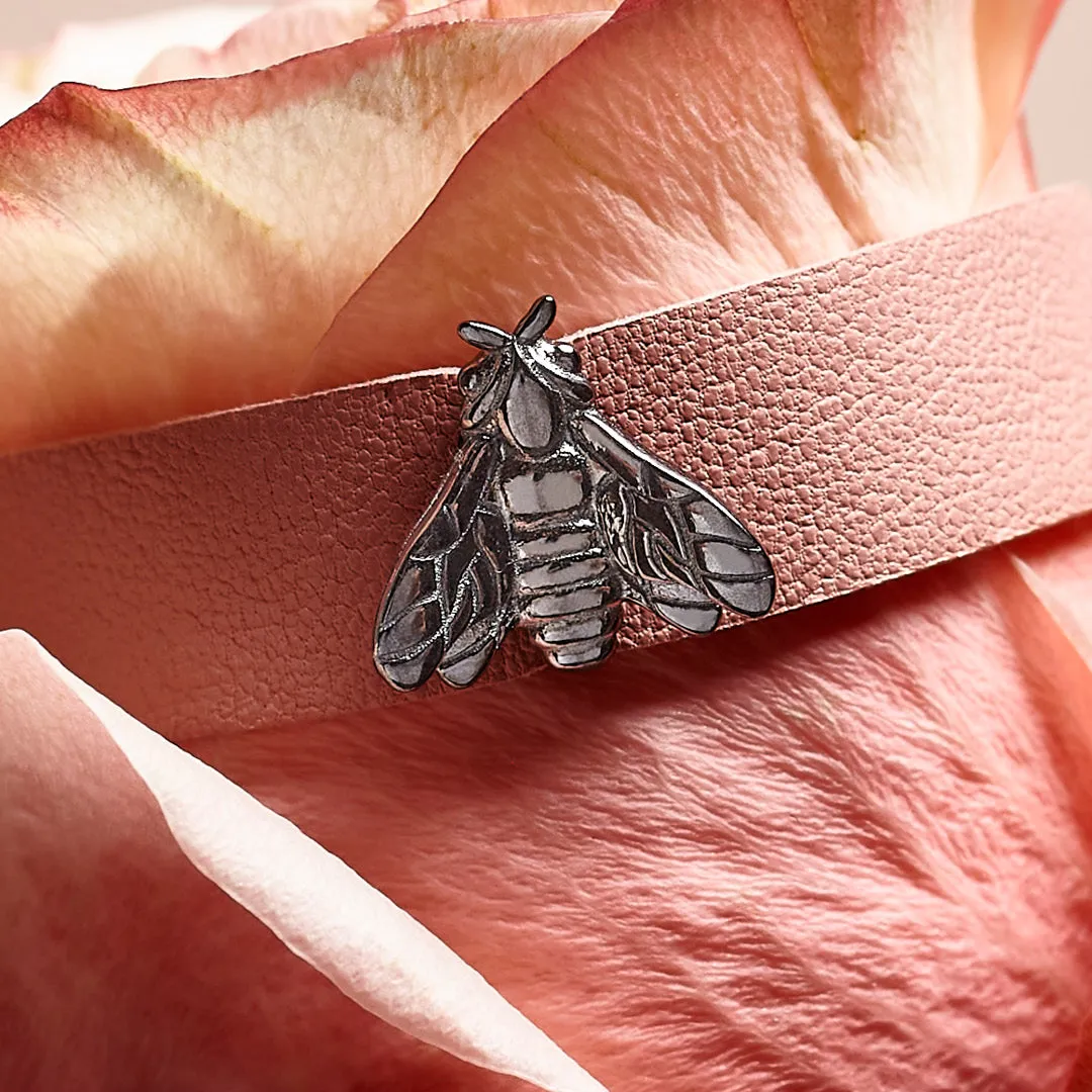 Lorella Tamberi Canal Bee Queen bracelet cuir rose abeille