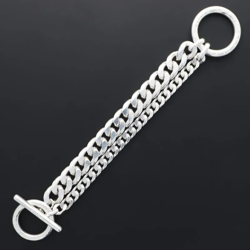 Secret de Cuir N°1129 bracelet gourmette double plaqué argent