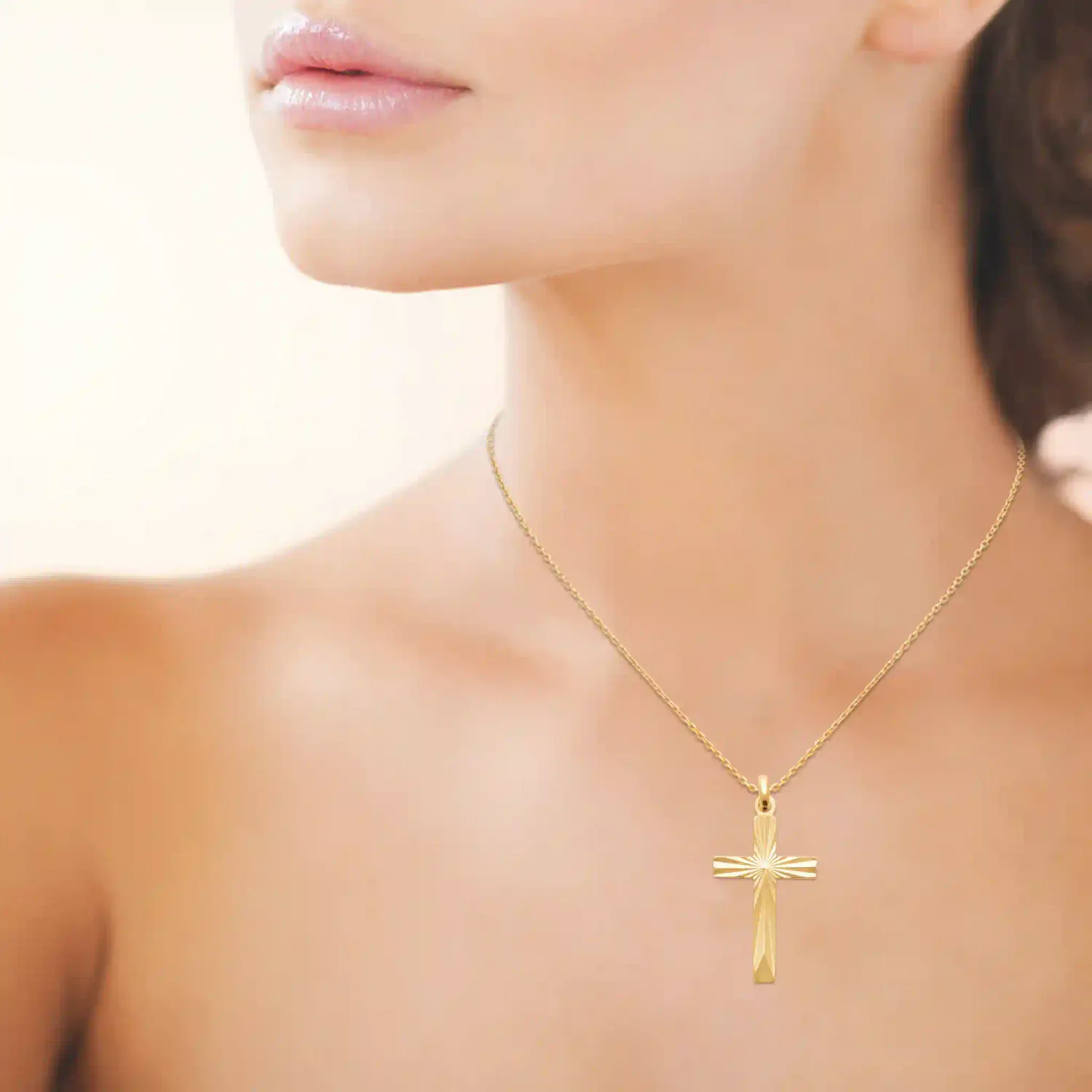 Oriana France croix pendentif plaqué or étoilé