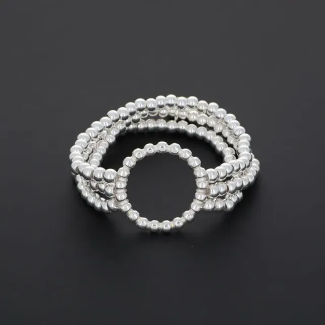 Secret de Cuir N°1551 bracelet perlé multi-rang argent