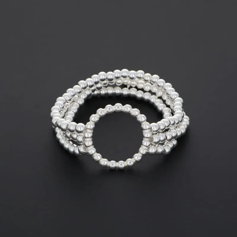 Secret de Cuir N°1551 bracelet perlé multi-rang argent