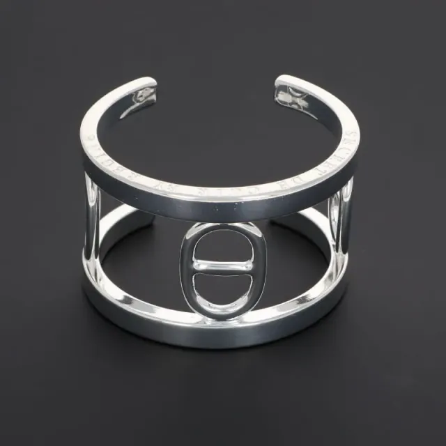 Secret de Cuir N°7 manchette marine XXL plaqué argent