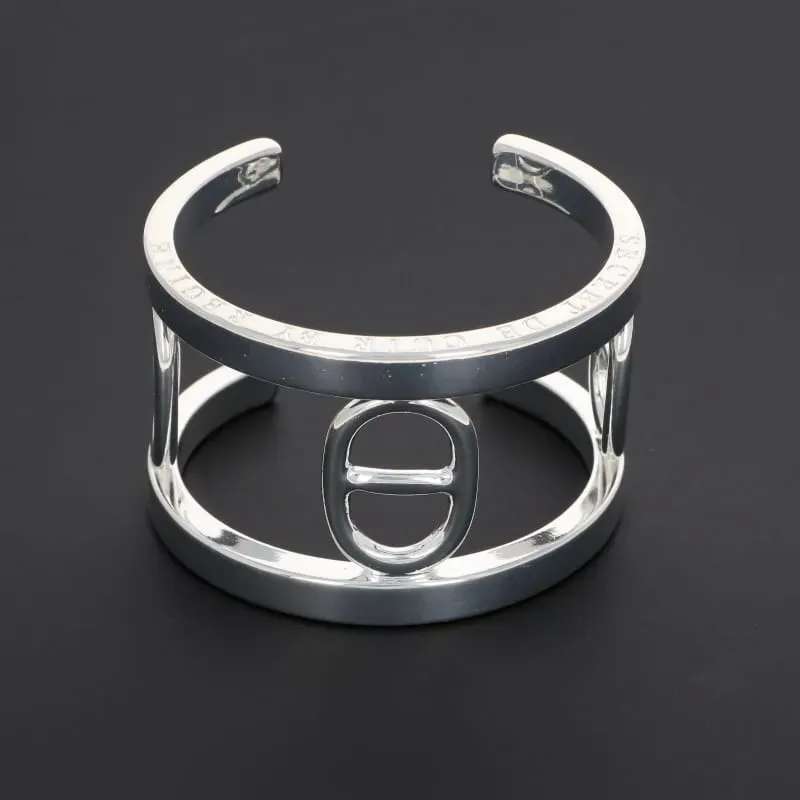 Secret de Cuir N°7 manchette marine XXL plaqué argent