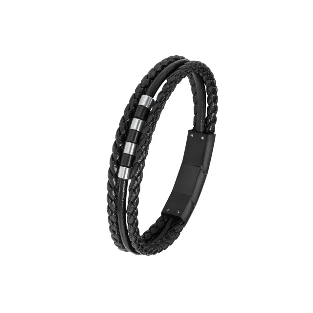 s.Oliver Bracelet Garçon Cuir Acier Moderne Cadeau