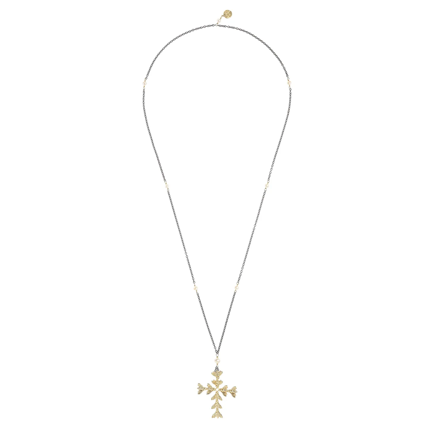 Lorella Tamberi Canal Bee Queen collier croix abeilles perles