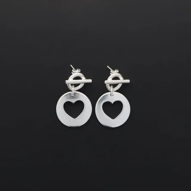 Secret de Cuir N°1321 boucles cœur évidé plaqué argent