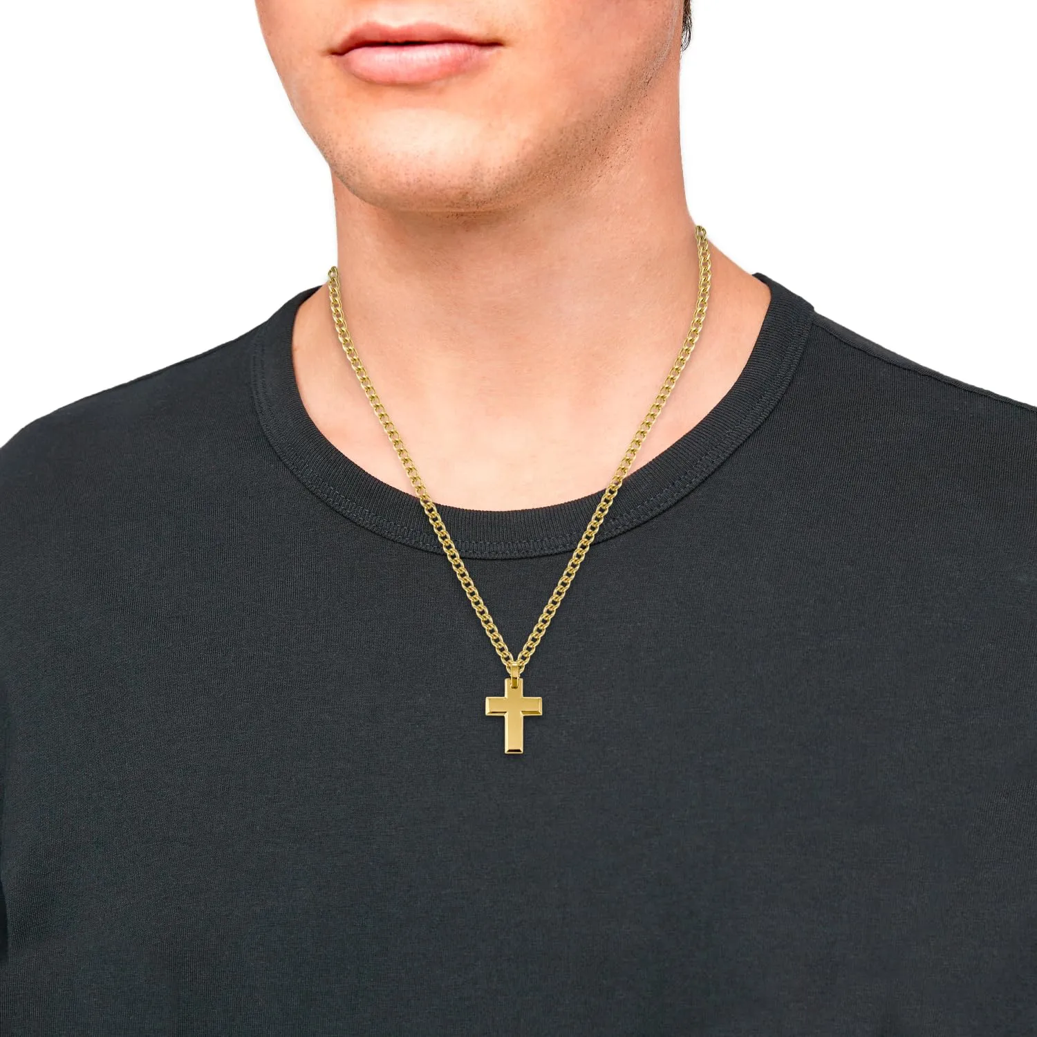 s.Oliver 2036868 collier homme acier croix doré 50 cm