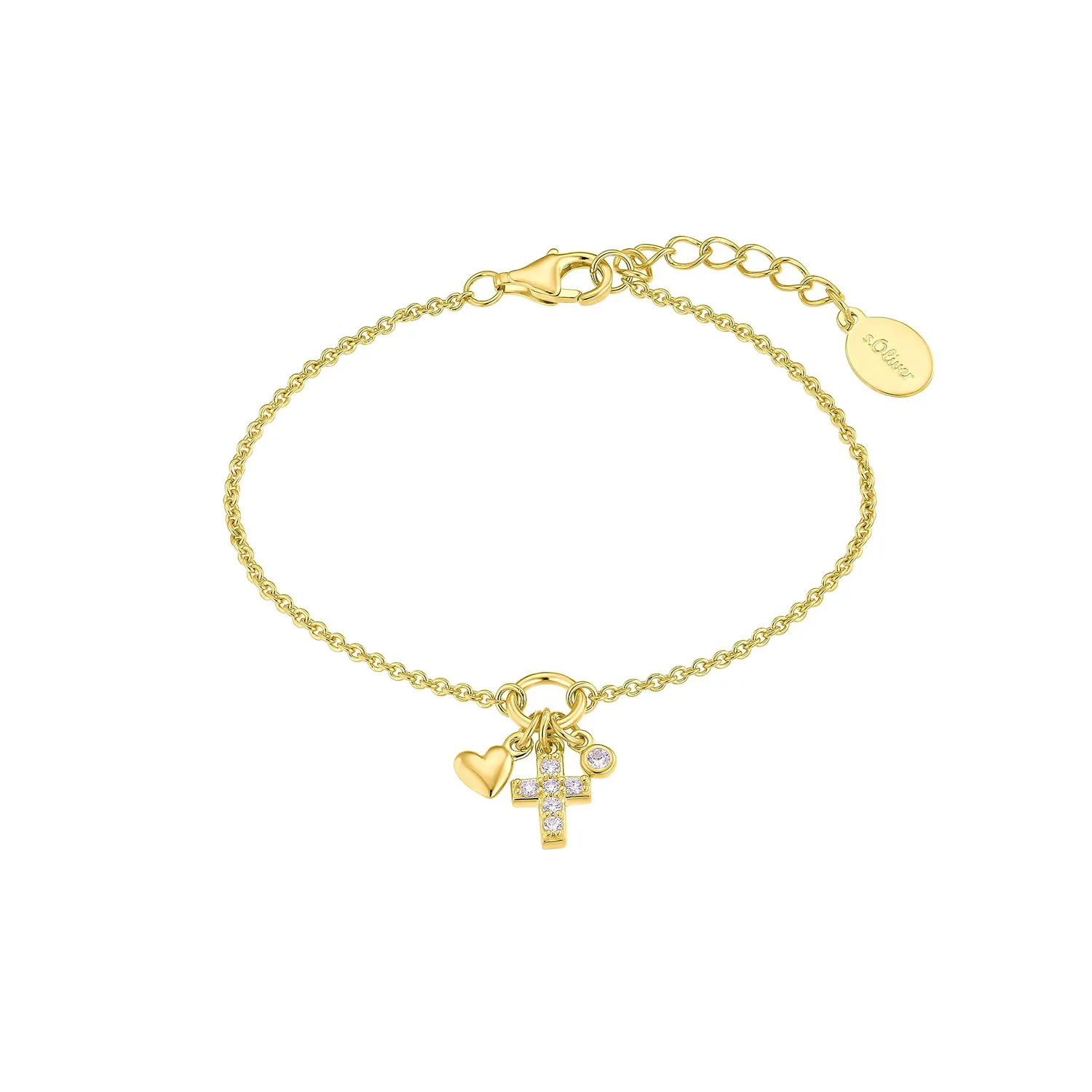 s.Oliver Bracelet Fille Argent 925 Croix 14-16 cm