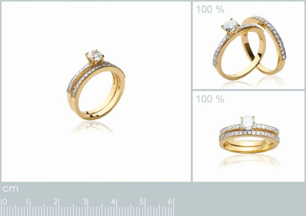 Oriana France double anneaux solitaire bague plaqué or pavée