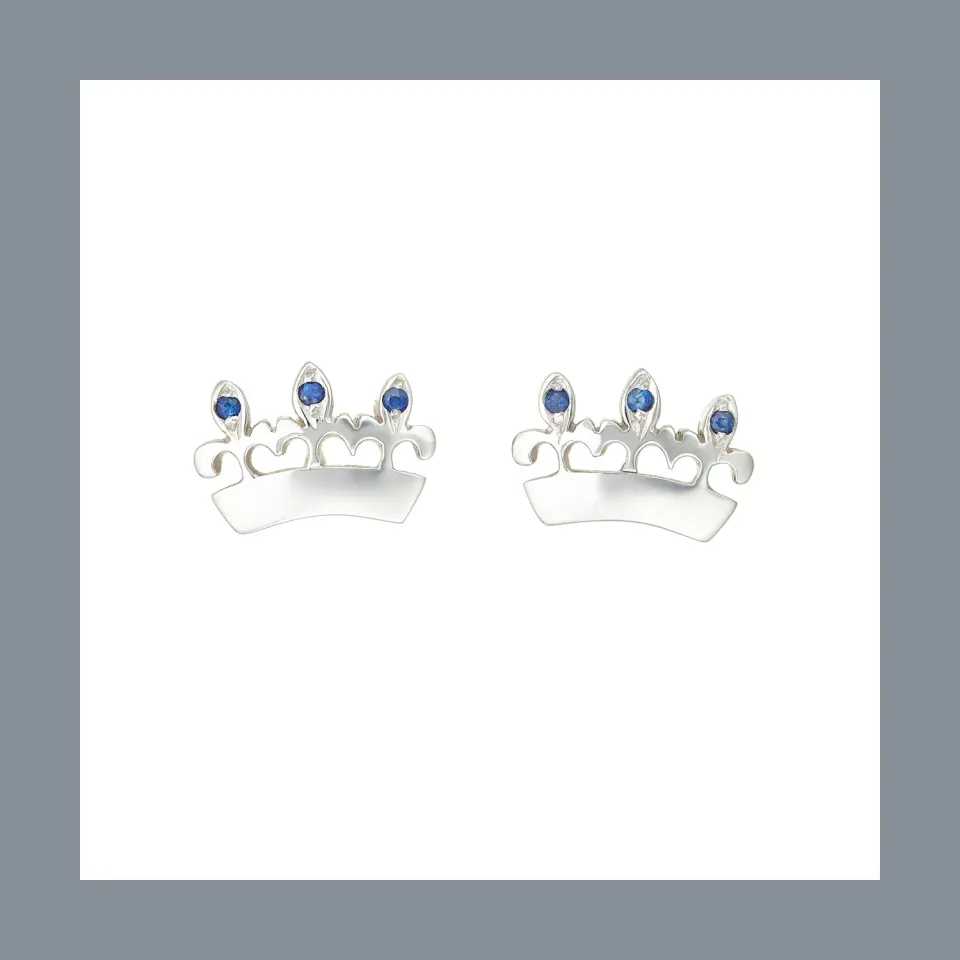 Lorella Tamberi Canal Bee Queen Crown boucles saphirs or blanc