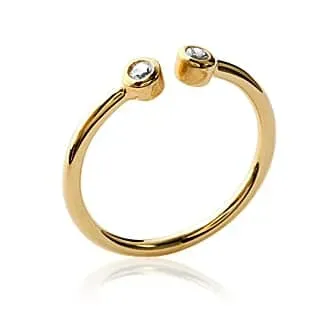 Oriana France 2 Zircons bague ouverte plaqué or