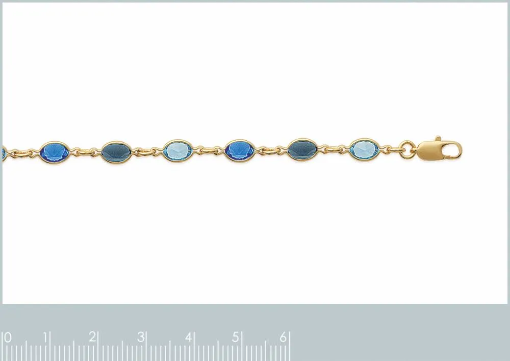 Oriana France bracelet plaqué or cristaux tons bleus