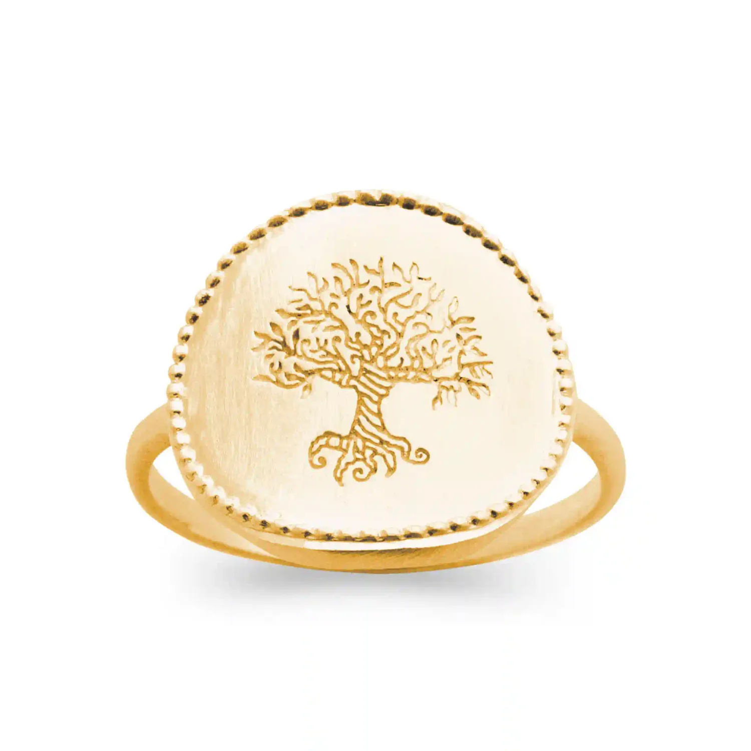 Oriana France bague médaillon arbre de vie plaqué or