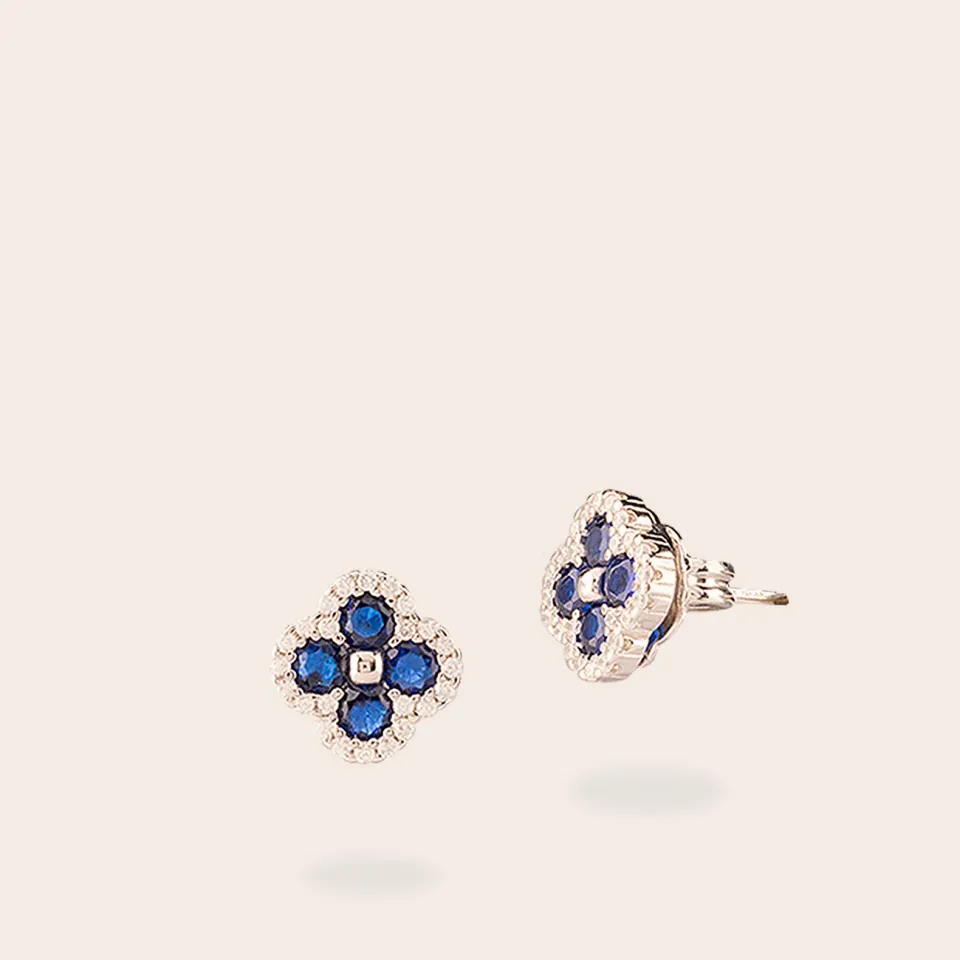 Ultima Edizione Mini Fiore boucles fleur 4 pétales zircons