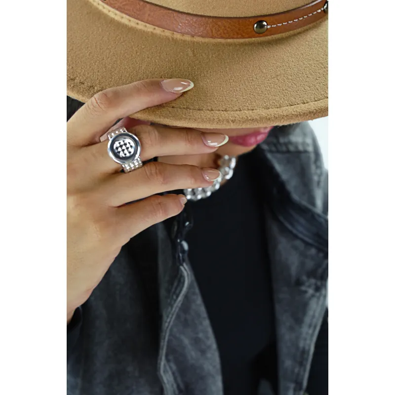 Secret de Cuir N°1502 bague 4 rangs perles plaqué argent
