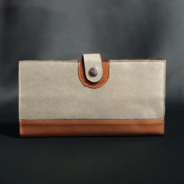 Secret de Cuir portefeuille cuir camel bouton doré GM
