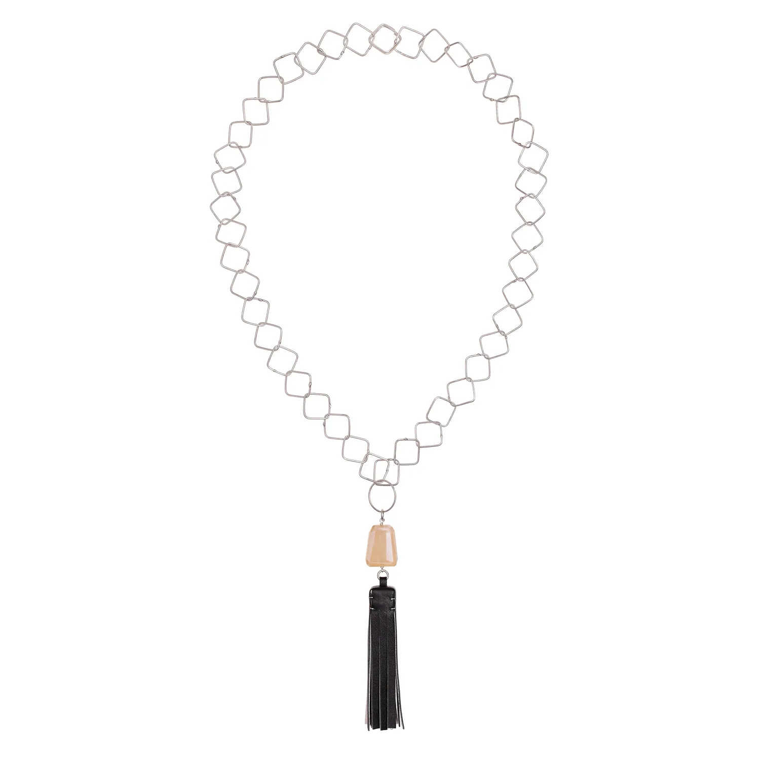 Lorella Tamberi Canal Tassel Square collier cuir calcédoine