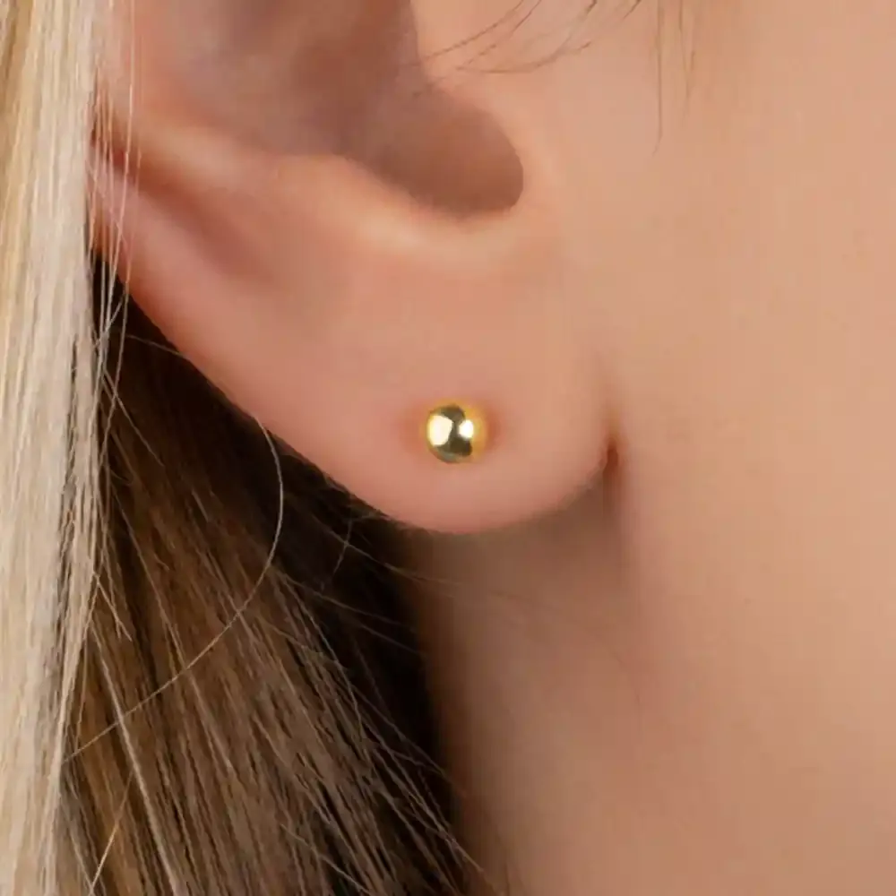 Oriana France puces boule 4 mm boucles d’oreilles plaqué or