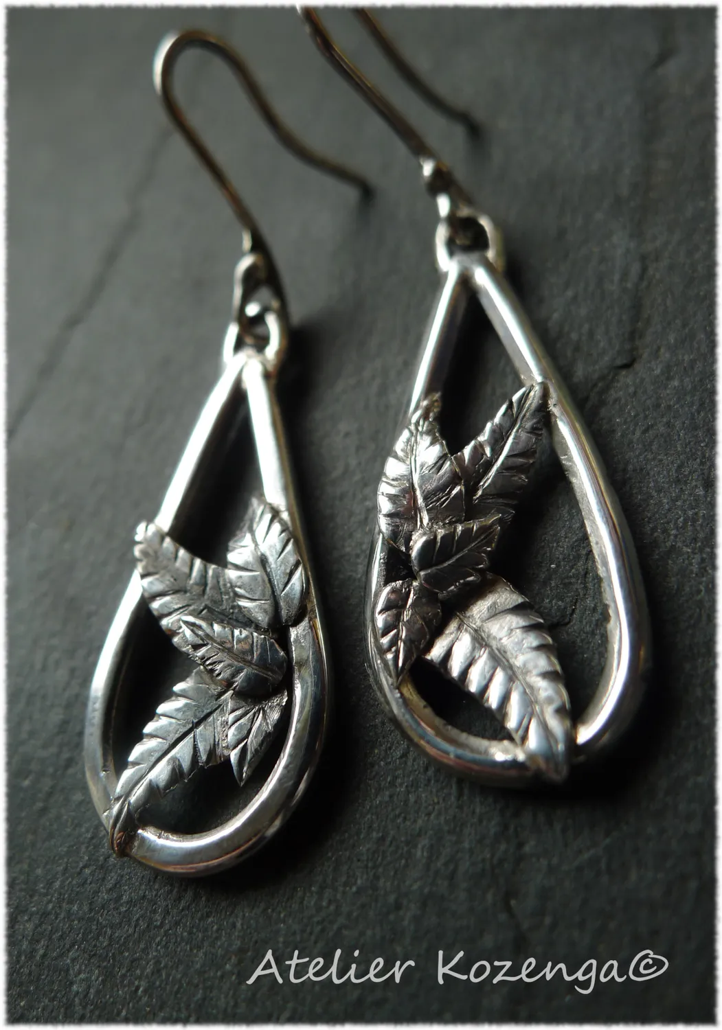 L'Atelier Kozenga Feuilles boucles d'oreilles argent 950