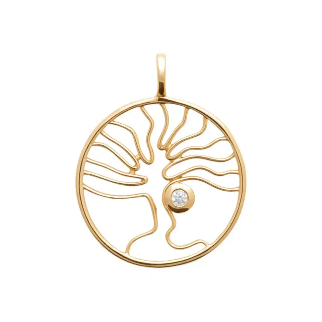 Oriana France pendentif arbre de vie plaqué or pierre