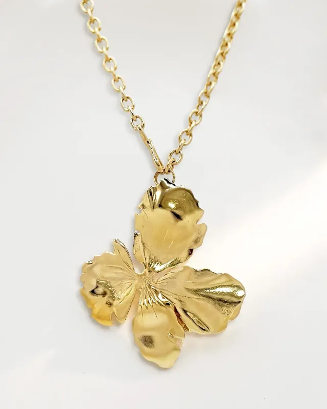 Elise Tsikis Molyvos collier fleur doré 45 cm