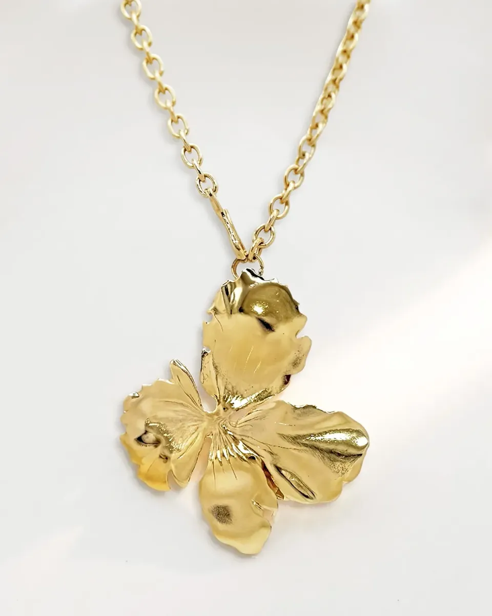Elise Tsikis Molyvos collier fleur doré 45 cm