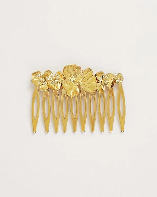 Elise Tsikis Phylakia Gold peigne cheveux fleur doré