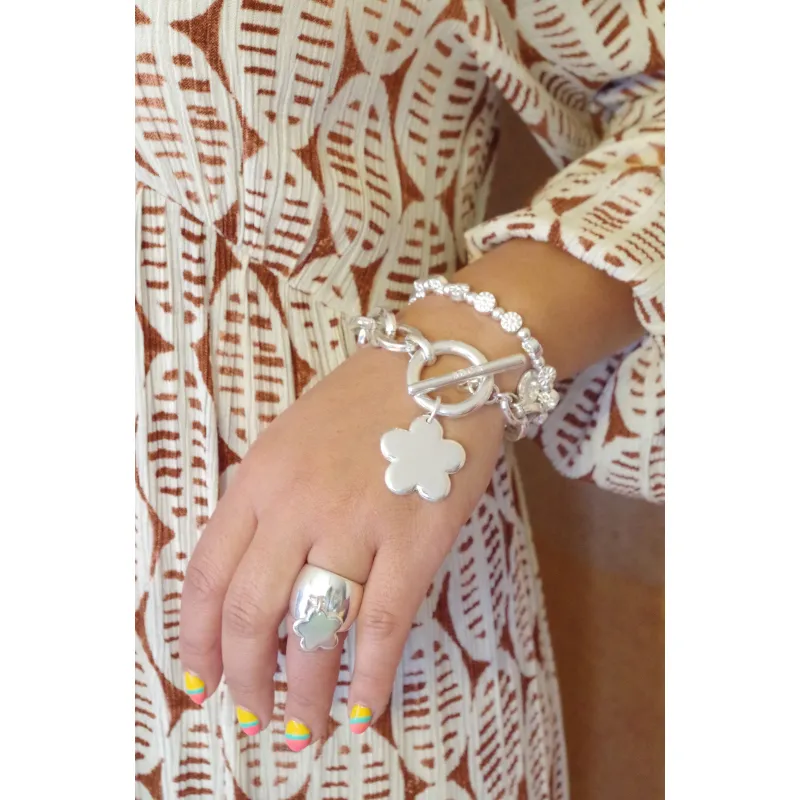 Secret de Cuir N°1411 bracelet fleur grosse maille